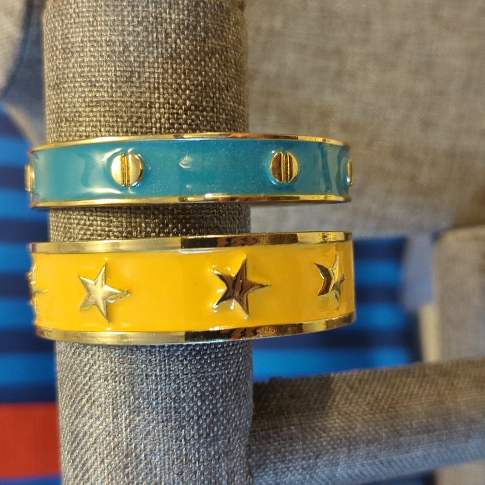 Set of 2 Enameled Hinged Bangles